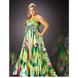 Mac Duggal Strapless Multicolor Prom Dress